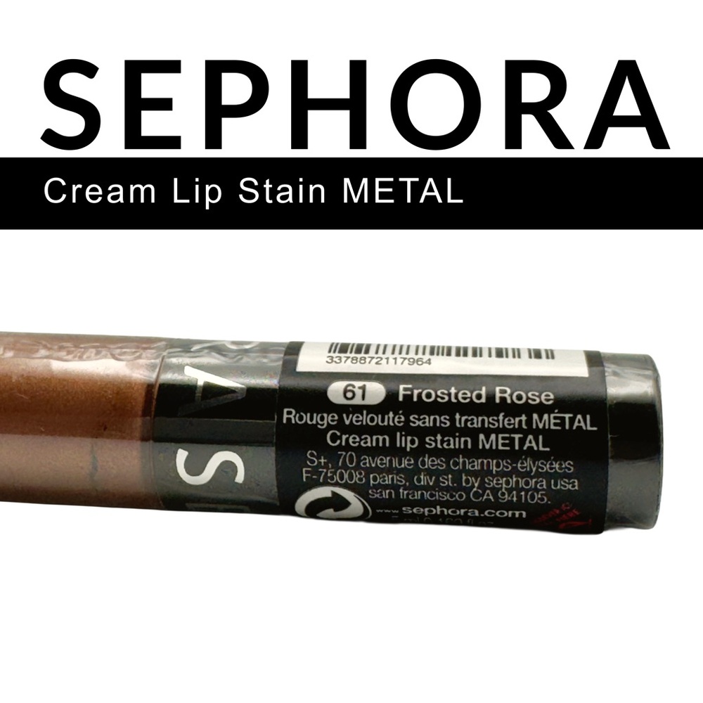 Sephora 🆕 Cream Lip Stain Liquid Lipstick • Frosted Rose No. 61 • Metallic • NWT - Picture 3 of 13
